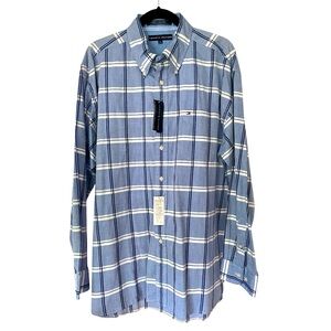 Tommy Hilfiger Blue Plaid Long Sleeve Men's Shirt XL NWT